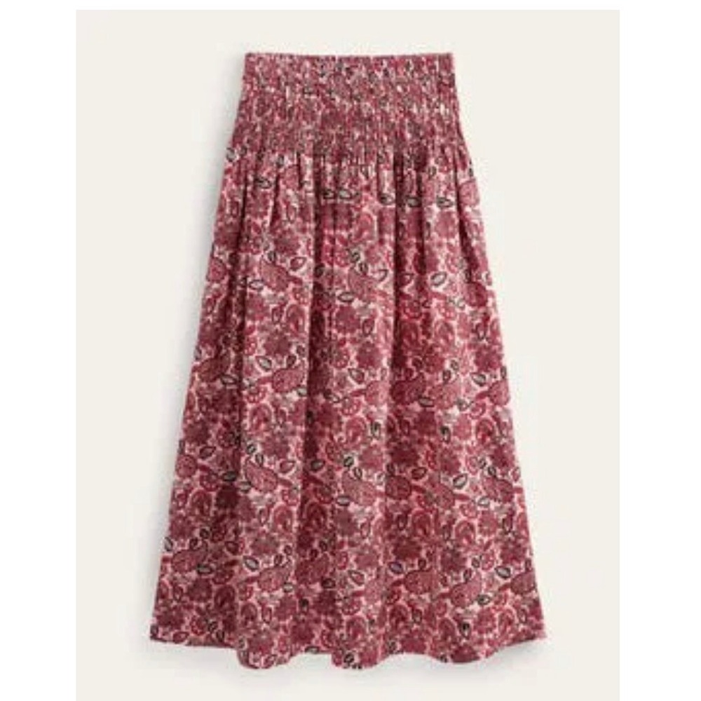 Boden Pink Paisley Smocked Waist Maxi Skirt Floral Boho US 10 UK 14 - Picture 3 of 13
